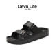 Devo Life的沃男女同款凉拖EVA一字拖鞋外穿夏季防水海边沙滩鞋1618 黑色EVA 42
