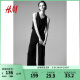 H&M女装连体裤圆领垂坠感直筒裤无袖连身裤1207703 黑色 L