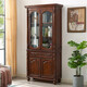 匠莱艺美式实木组合书柜欧式玻璃门储物柜欧式对开门大书橱置物柜文件柜 双门实木书柜/103*39*210cm