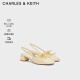 CHARLES&KEITH24夏新品法式蝴蝶结粗跟包头低跟凉鞋CK1-61720194 Butter黄油色 38