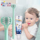 MDB 儿童牙刷牙膏套装1-2-3-6-12岁软毛婴儿宝宝牙刷幼儿训练牙刷 三面牙刷+无氟可吞咽牙膏 绿色