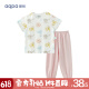 aqpa婴儿内衣套装夏季纯棉睡衣男女宝宝衣服薄款分体短袖 色块动物 90cm