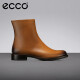 ECCO爱步靴子女 中筒女鞋冬新款牛皮舒适低跟短靴女 型塑25 266633 蜜棕色26663301277 35