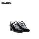 CAREL Kina系列经典法式玛丽珍鞋 粗跟复古小皮鞋 送女友送女生 升学礼 漆皮黑色 37.5
