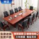 举冠油漆会议桌长桌贴实木木皮会议接待台大型会议桌2.4米含8把椅子