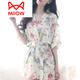猫人（MiiOW）高端冰丝睡衣女夏季中老年妈妈薄款睡裙居家服女士奢华冰感睡袍女 A001米黄色 均码