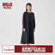 无印良品（MUJI）女式 法兰绒抽褶连衣裙 美拉德纯棉起毛宽松长裙子秋冬 BC08CC3A 炭灰色 M 160/84A