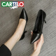 卡帝乐鳄鱼 CARTELO 舒适职业百搭黑细高跟鞋女士 KCC-357-8 黑色7cm 36 