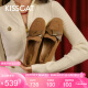 KISSCAT接吻猫[好彩系列]乐福鞋女2024春新款平底单鞋KA54201-51 深棕铜色/土棕驼色 37