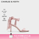 CHARLES&KEITH24春新品一字带缎面蝴蝶结绑带高跟鞋CK1-61720177 粉红色Pink 37