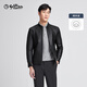 金利来【绵羊皮】秋冬季节皮衣男士时尚休闲经典立领拉链外套夹克 黑色-99 L 175/92A 推荐135-150斤