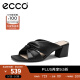 爱步（ECCO）凉鞋女 夏季羊皮粗高跟方头时装高跟鞋女 塑雅213323 黑色21332301001 36