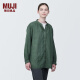 无印良品（MUJI）女式木棉混双层纱织长袖罩衫女士衬衫衬衣外套早春新品  BC2IZC4S 烟熏绿色 M(160/84A)