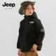 Jeep童装儿童连帽外套秋冬装男女童夹克青少年上衣 黑色 150cm 