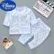 迪士尼（Disney）婴儿夏装薄款空调服新生儿衣服长袖睡衣夏季分体套装男女宝宝夏装 2067镂空空调服 蓝色 90 码建议12-18个月