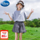 迪士尼（Disney）童装女童套装夏季新款儿童服装女大童夏装洋气女孩衣服短袖两件套 灰色格子gcasqik 160码建议身高150-160年龄12-13