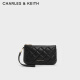 CHARLES&KEITH24夏新品绗缝菱格拉链柔软腕套钱包女CK6-20681130 Black黑色