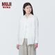 无印良品（MUJI） 女式 麻 水洗 衬衫领长袖衬衫 女士衬衣外套夏季款上衣 BC2JIA4S 白色 M 160/84A