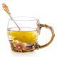 罗比罗丹 珐琅彩工艺品玻璃杯 个性花朵创意水杯 送男女朋友生日及结婚礼物 深色-矮-单只