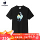 乐卡克（Le coq sportif）法国公鸡24夏季T恤男休闲情侣印花白色纯棉圆领短袖 黑色 XL
