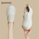 达芙妮（DAPHNE）厚底小白鞋女熊猫鞋夏季2024新款百搭休闲运动增高松糕鞋 米杏色 单层 6.5cm 37 标准码