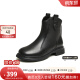 百思图冬季商场新款复古及踝时装靴加绒真皮女短靴GD002DD3 黑色毛里 38