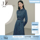 玖姿（JUZUI）商场同款几何收腰大气内搭连衣裙女冬季新款JWCD50027 花黑 L