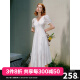 太平鸟夏季新款设计感白色连衣裙法式优雅天丝重工长裙女 白色 S