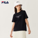 FILA 斐乐官方女士短袖T恤夏季休闲运动内搭t恤运动上衣潮 正黑色-BK 170/88A/L