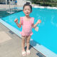 安奈玛儿童婴幼儿泳衣小童幼儿宝宝速干连体泳衣套装蝴蝶结款 粉色 s