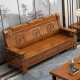 中酷 实木沙发三人位红椿木沙发中式现代实木客厅沙发仿古木质沙发 三人位【胡桃色】