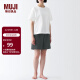 无印良品（MUJI）女式 粗棉线 天竺编织 短袖家居服套装 FDB93C3S 睡衣 白色 XL