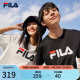 斐乐（FILA）官方情侣短袖T恤男女装夏季经典LOGO圆领运动套头衫纯棉宽松上衣 缟玛瑙黑-BK L