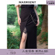 MAXRIENY纯欲宫廷风半裙侧开叉蕾丝一步裙设计感黑色半身短裙 黑色 M02