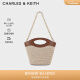 CHARLES&KEITH24夏新品菱格水桶包帆布编织菜篮子包女CK2-10701382 Multi综合色 M