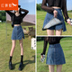 红蜻蜓 高腰牛仔半身裙a字短裙女2025年夏季女装子小个子包臀显瘦女士裙 深蓝色 M