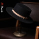 Mr DUCK进口澳洲纯羊毛 平顶帽子男女款秋冬季英伦复古大礼帽绅士帽毡帽 MW216247-黑色（大边7cm款） 常规码（55-56cm）
