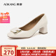 奥康（Aokang）官方女鞋 2024春季新款气质高跟鞋摩登职场跟鞋女 5cm 米白色 5. 37