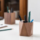 歌珊 黑胡桃实木笔筒学生办公室桌面收纳创意轻奢高级感摆件北欧风格木质笔筒-菱形款