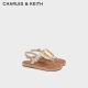 CHARLES&KEITH24夏新品平底夹趾休闲罗马沙滩凉鞋女CK1-70580228 Beige米色 38
