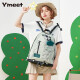 音魅（YINMEI）背包女双肩包大学生初中高中书包高颜值ins简约可爱风纯色带挂件 绿色