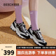 斯凯奇（Skechers）小冰熊女子老爹鞋厚底增高熊猫运动鞋896209 黑色/紫色 37