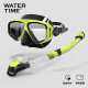 WaterTime 潜水镜浮潜装备成人潜水面罩眼镜全干式呼吸管水下呼吸器套装浮潜三宝防水泳镜 黄黑色