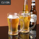 CLITON 复古浮雕啤酒杯家用玻璃水杯扎啤杯酒吧餐厅大容量饮料果汁杯2支