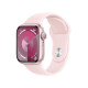 Apple Watch Series 9 智能手表GPS款41毫米粉色铝金属表壳 亮粉色运动型表带S/M 健康电话手表MR933CH/A