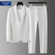 华素坊春夏款高端商务冰丝西服套装男士修身无痕弹力垂感白色西装两件套 白色 M/170（建议115-130斤）