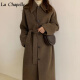 La Chapelle品牌女装双面毛绒大衣女23秋冬中长款洋气减龄宽松韩版毛呢子外套 可可色 XL