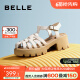百丽罗马凉鞋女商场同款猪笼鞋厚底厚底凉鞋BK734BL3预售 米色 37