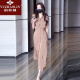俞兆林短袖连衣裙2023年夏季新款法式收腰显瘦纯色长款衬衫职业裙子女装 咖啡色（带腰带   L（建议105-115斤）