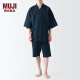无印良品（MUJI） 男式 莱赛尔混 华夫格编织 和式夏季短装男士睡衣家居服男款 藏青色 L(上装175/100A 下装175/88A)